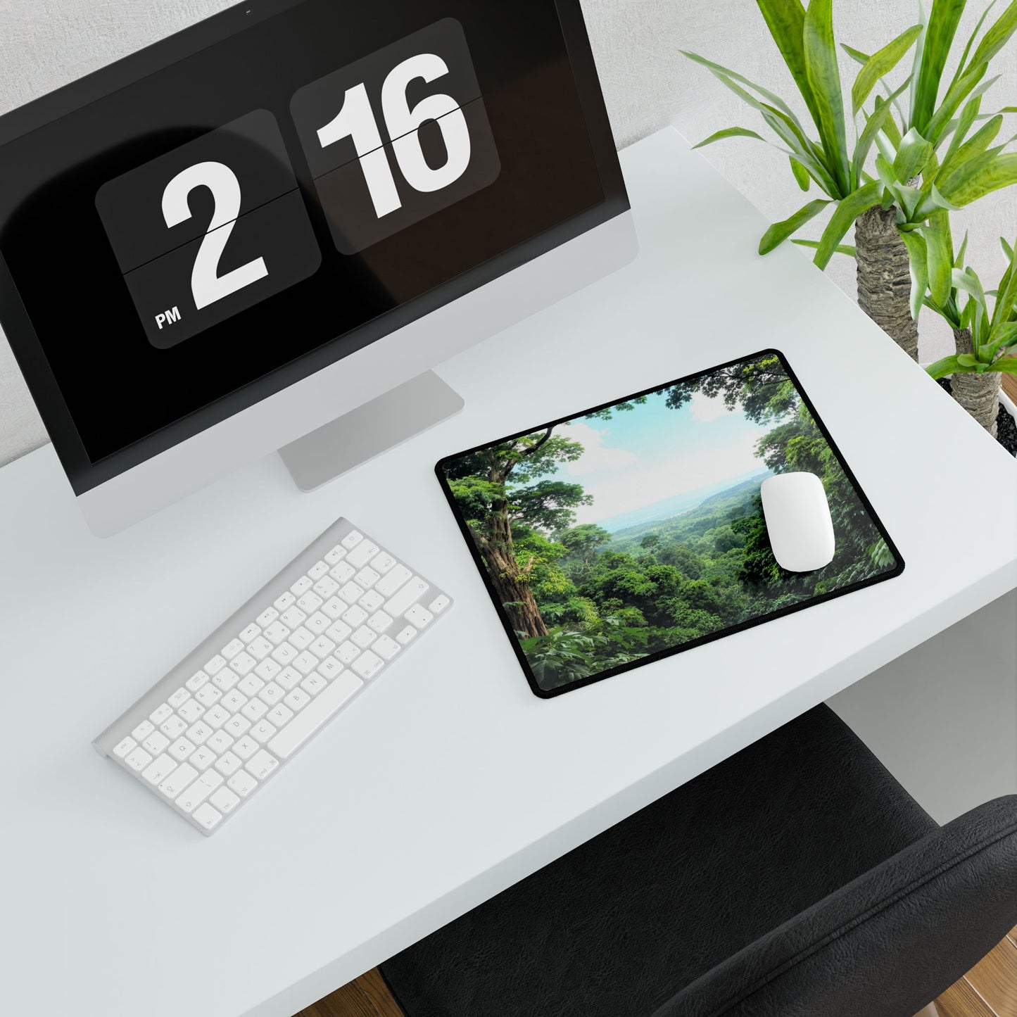 Desk Mat - Blue Sky Rainforest Design for Office and Gaming, Calming and Nature Loving