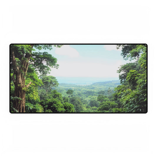 Desk Mat - Blue Sky Rainforest Design for Office and Gaming, Calming and Nature Loving