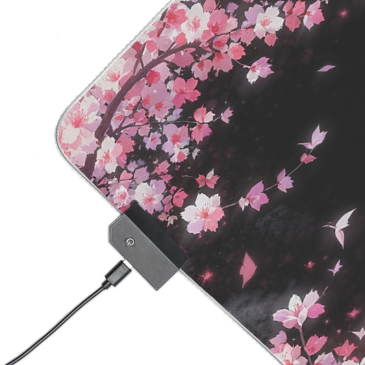 Black Cherry Blossom LED Mouse Pad