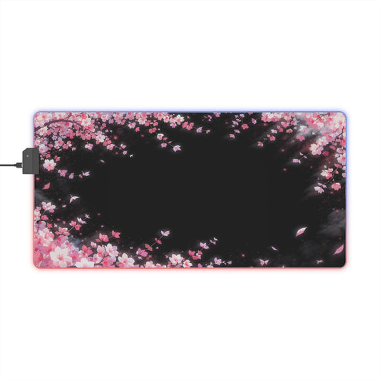 Black Cherry Blossom LED Mouse Pad